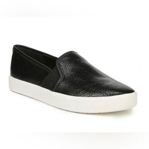 NIB Vince Blair 5 Snake Print Slip on Black Leather Sneakers